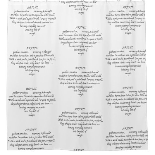 Heart Words Explaining and Artist Whimsical Art シャワーカーテン (正面)