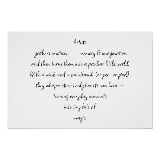 Heart Words Explaining and Artist Whimsical Art ポスター (正面)