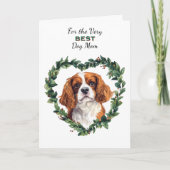 Heart Wreath Cavalier King Charles Spaniel Mom シーズンカード (正面)