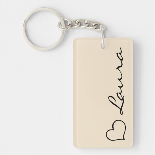 Heart Your Name Script Custom Gift Keychain キーホルダー (正面)
