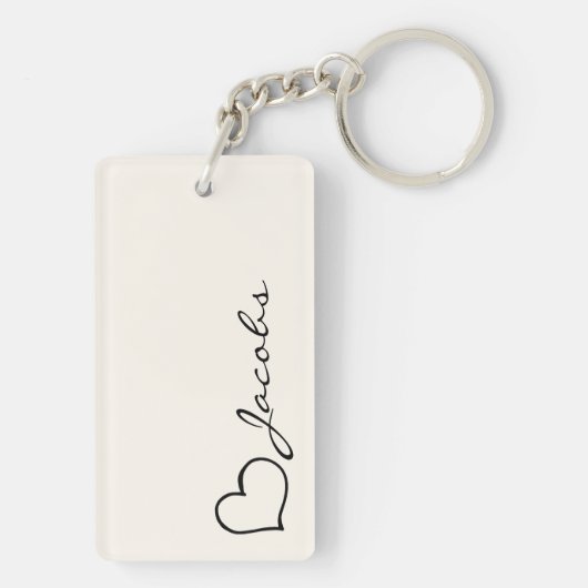 Heart Your Name Script Custom Gift Keychain キーホルダー (裏面)