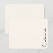 Heart Your Name Script Custom Gift Note Card ノートカード (正面/裏面)