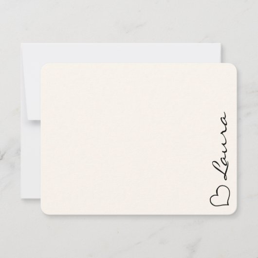 Heart Your Name Script Custom Gift Note Card ノートカード (正面)