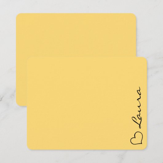 Heart Your Name Script Custom Gift Note Card ノートカード (正面/裏面)