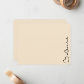 Heart Your Name Script Custom Gift Note Card ノートカード (正面/裏面インサイチュ)
