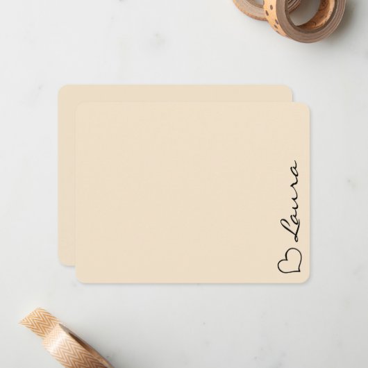 Heart Your Name Script Custom Gift Note Card ノートカード (正面/裏面インサイチュ)