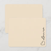 Heart Your Name Script Custom Gift Note Card ノートカード (正面/裏面)