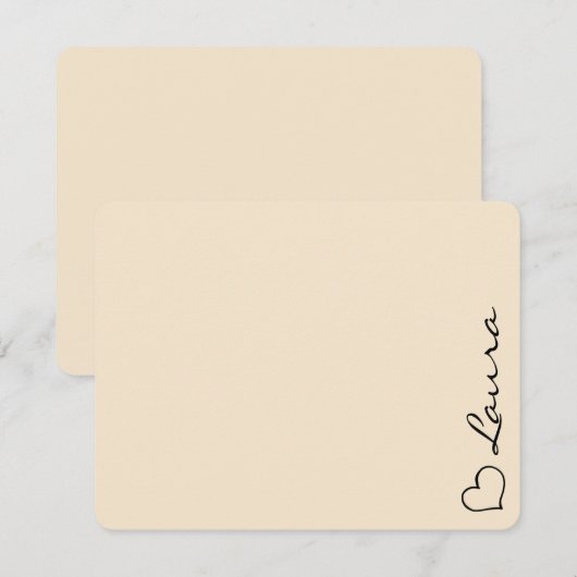 Heart Your Name Script Custom Gift Note Card ノートカード (正面/裏面)