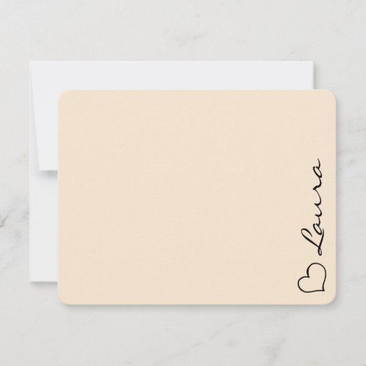 Heart Your Name Script Custom Gift Note Card ノートカード (正面)
