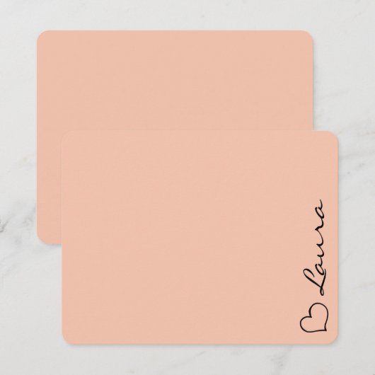 Heart Your Name Script Custom Gift Note Card ノートカード (正面/裏面)