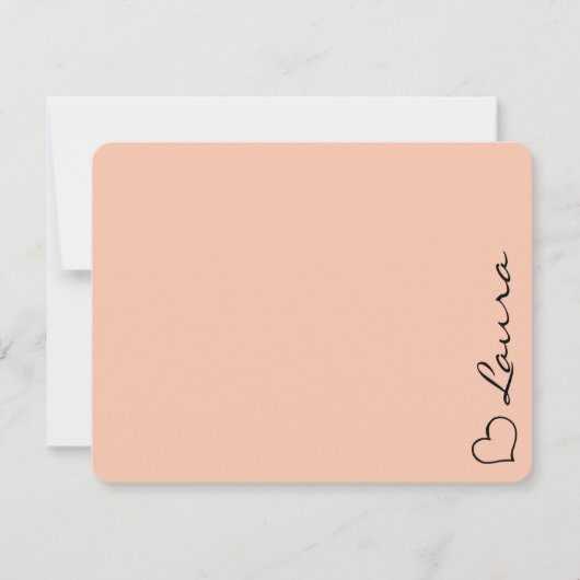 Heart Your Name Script Custom Gift Note Card ノートカード (正面)