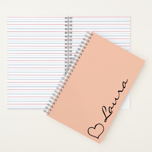 Heart Your Name Script Custom Gift Notebook ノートブック (内側)