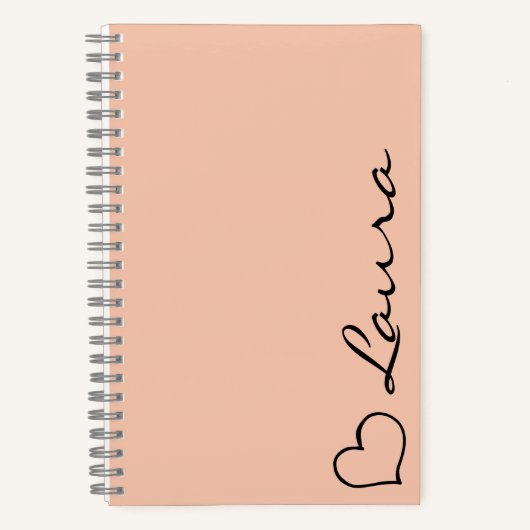 Heart Your Name Script Custom Gift Notebook ノートブック (正面)