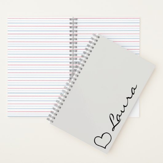 Heart Your Name Script Custom Gift Notebook ノートブック (内側)