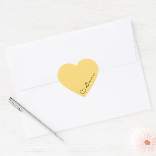 Heart Your Name Script Custom Gift Sticker ハートシール (封筒)