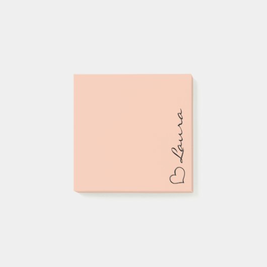 Heart Your Name Script Custom Gift Sticky Notes ポストイット (正面)