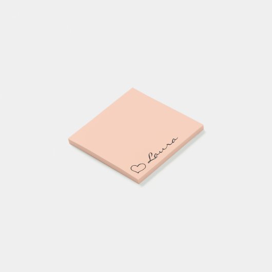 Heart Your Name Script Custom Gift Sticky Notes ポストイット (アングル)