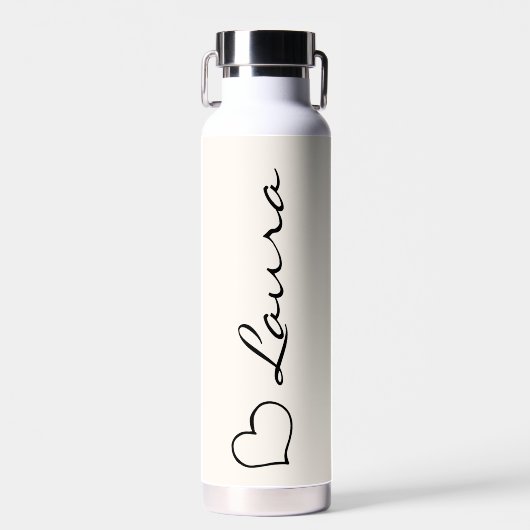 Heart Your Name Script Custom Gift Water Bottle ウォーターボトル (正面)