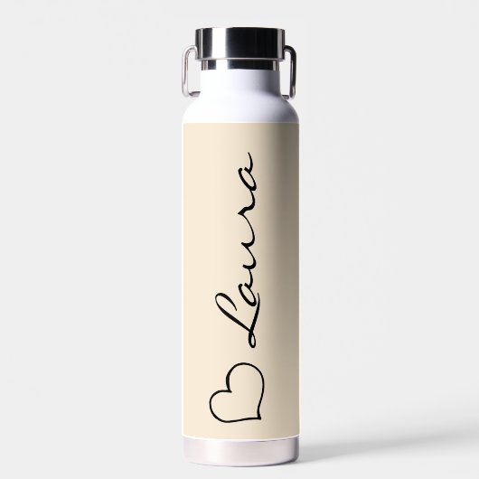 Heart Your Name Script Custom Gift Water Bottle ウォーターボトル (正面)