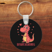 Heartasaurus Cute Dinosaur Valentine Design  キーホルダー (正面)
