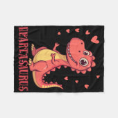 Heartasaurus Cute Dinosaur Valentine Design  フリースブランケット (正面(横))
