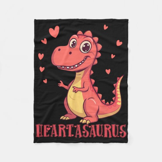 Heartasaurus Cute Dinosaur Valentine Design  フリースブランケット (正面)
