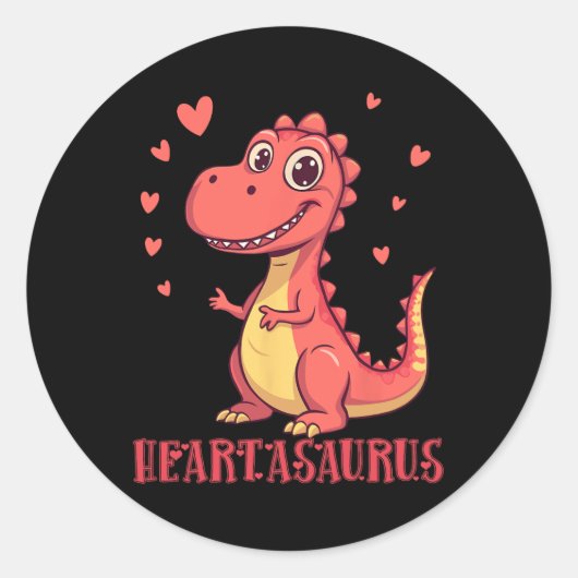 Heartasaurus Cute Dinosaur Valentine Design  ラウンドシール (正面)