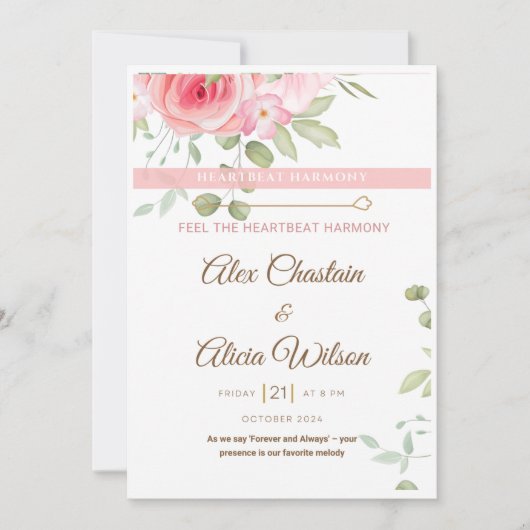 HeartBeat調和結婚のデジタル招待状 招待状 (正面)