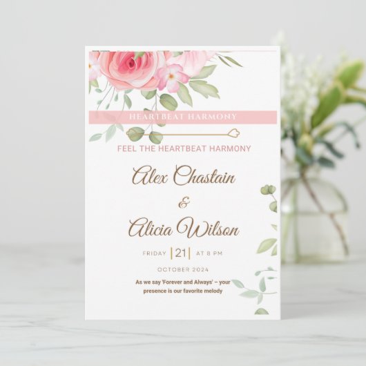 HeartBeat調和結婚のデジタル招待状 招待状 (スタンド正面)