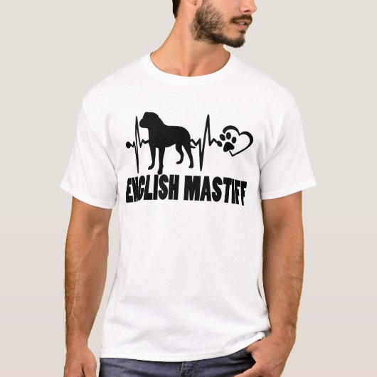 Heartbeat – イングリッシュ・マスティフ - 愛犬 tシャツ (正面)