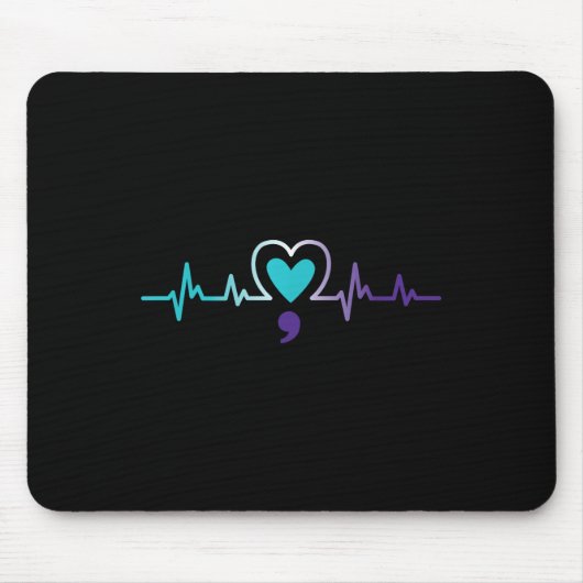 Heartbeat セミコロン 自殺防止 メンタルヘルス啓発 マウスパッド (正面)