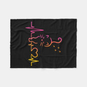 Heartbeat Cat Lover Animal Silhouette Cute Cat  フリースブランケット (正面(横))