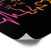 Heartbeat Cat Lover Animal Silhouette Cute Cat  ポスター (角)
