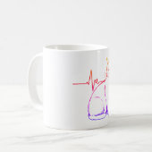 Heartbeat Cat Pulse, Unique Feline Illustration コーヒーマグカップ (正面左)