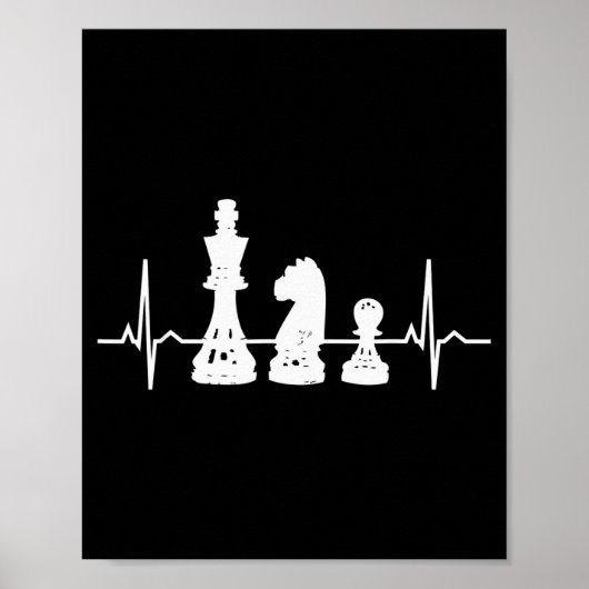 Heartbeat Chess - キング ナイト ポーン チェス駒 ギフト ポスター (正面)