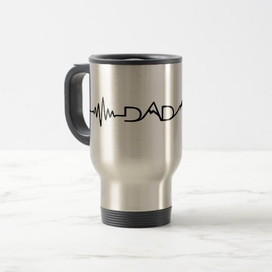 Heartbeat Dad | シンプルな父の日コーヒー トラベルマグ (正面左)