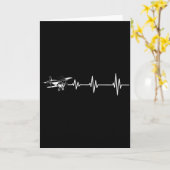 Heartbeat Flying Plane Pulse Line Retro Prop Aircr カード (黄色い花)