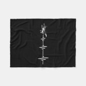 Heartbeat Flying Plane Pulse Line Retro Prop Aircr フリースブランケット (正面(横))