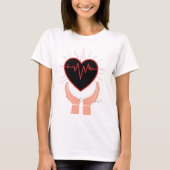 Heartbeat in Hands Nurse T-Shirt Tシャツ (正面)