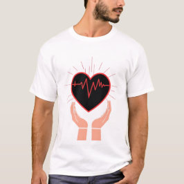 Heartbeat in Hands Nurse T-Shirt Tシャツ