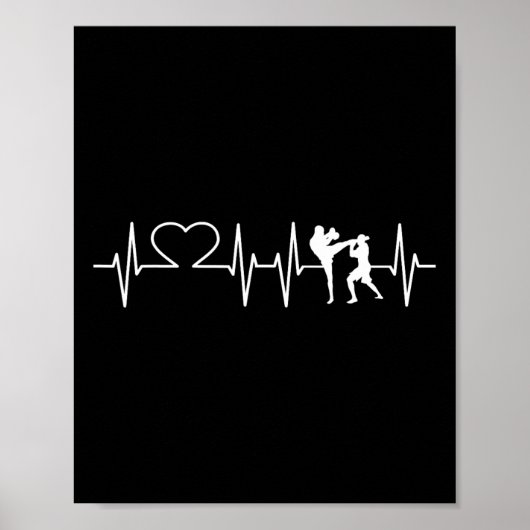 Heartbeat Kickboxing Shirt Kick Boxing Karate Tee  ポスター (正面)