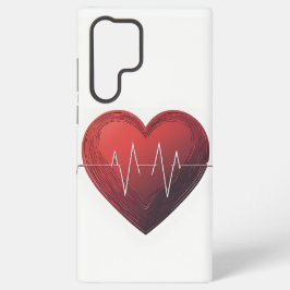 Heartbeat Love 赤いハート - ミニマリスト Samsung Galaxy S22 Ultraケース