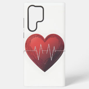 Heartbeat Love 赤いハート - ミニマリスト Samsung Galaxy S22 Ultraケース