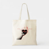Heartbeat Love Design – Hand Holding Heart トートバッグ (裏面)
