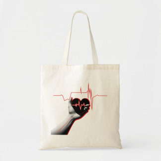 Heartbeat Love Design – Hand Holding Heart トートバッグ