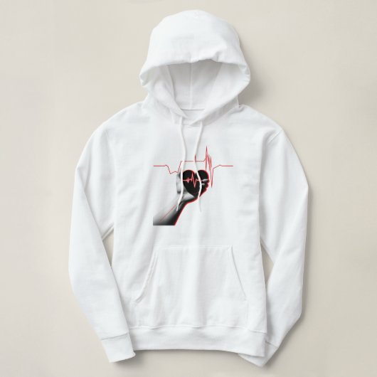 Heartbeat Love Design – Hand Holding Heart パーカ (デザイン正面)