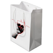 Heartbeat Love Design – Hand Holding Heart ミディアムペーパーバッグ (裏面アングル)