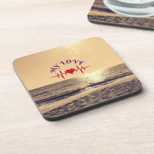 Heartbeat Love – Minimalist Romantic Design コースター (左側)