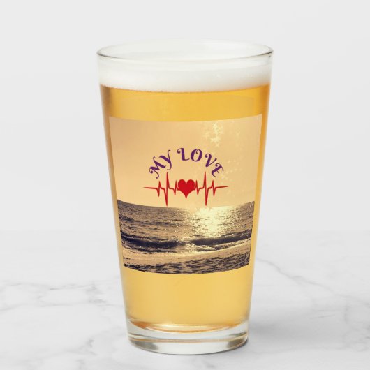 Heartbeat Love – Minimalist Romantic Design タンブラーグラス (ドリンク裏面)