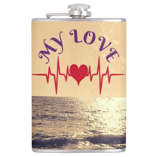 Heartbeat Love – Minimalist Romantic Design フラスク (正面)